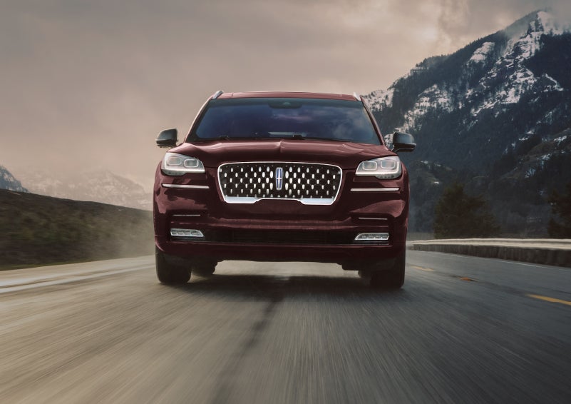 A 2024 Lincoln Aviator® SUV is shown in the Diamond Red exterior color. | Wallace Lincoln in Fort Pierce FL
