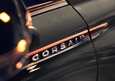 The stylish chrome badge reading “CORSAIR” is shown on the exterior of the vehicle. | Wallace Lincoln in Fort Pierce FL