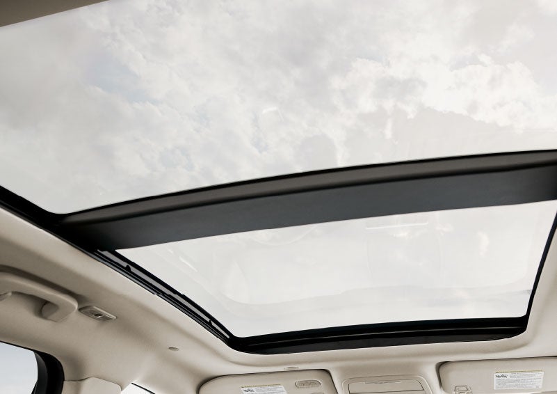 The available panoramic Vista Roof® is shown from inside a 2024 Lincoln Corsair® SUV. | Wallace Lincoln in Fort Pierce FL